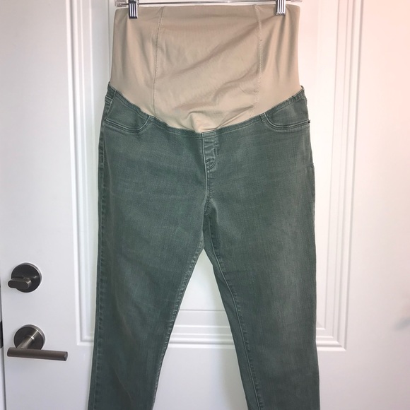🔴 4/$15 Isabel Maternity Target 🎯 Brand green denim skinny jeans size 8 in EUC - Picture 4 of 9